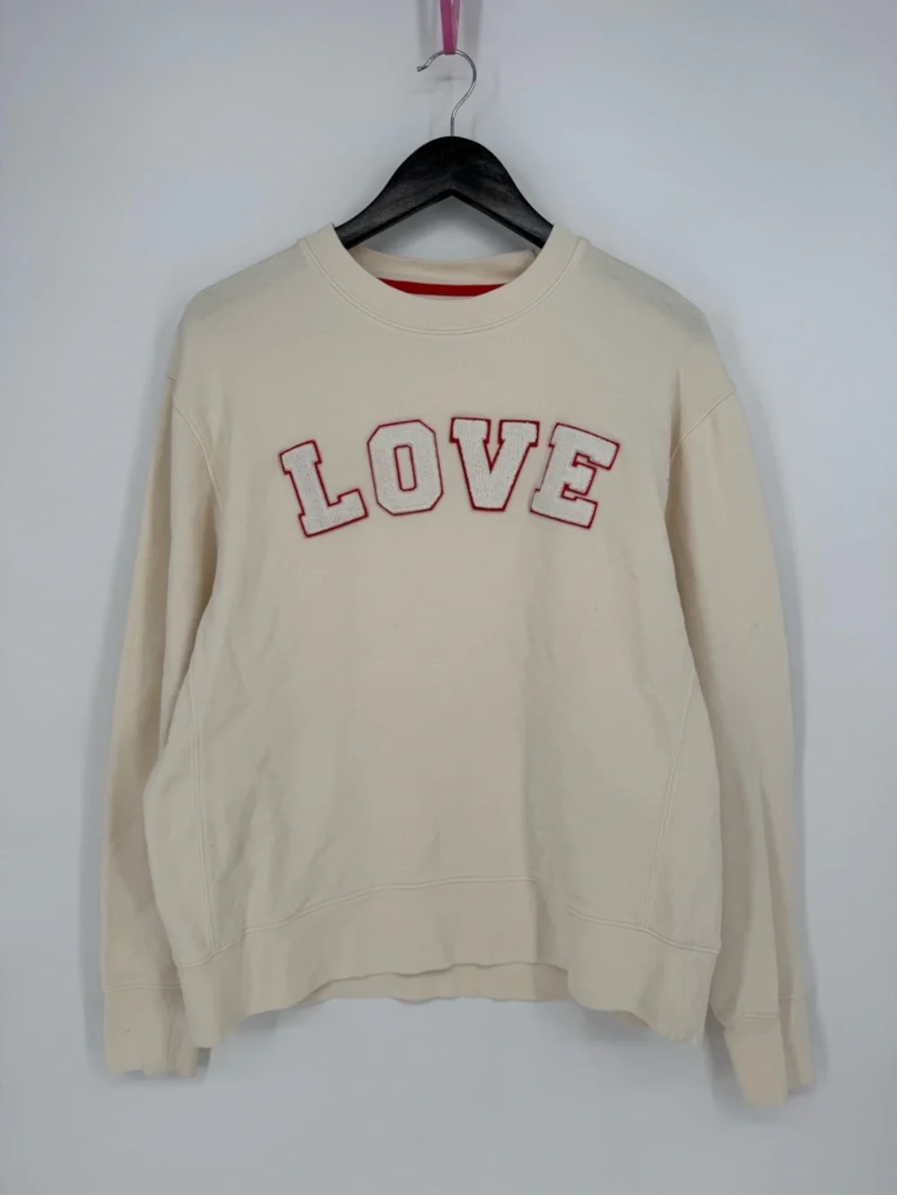 Tory Burch Sport French Terry Varsity Crewneck Sweatshirt LOVE White Medium - Picture 4 of 12